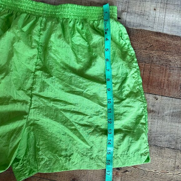 Vintage 90's Athletech neon Green Nylon Shorts With Elastic Waist women's large - Picture 3 of 9